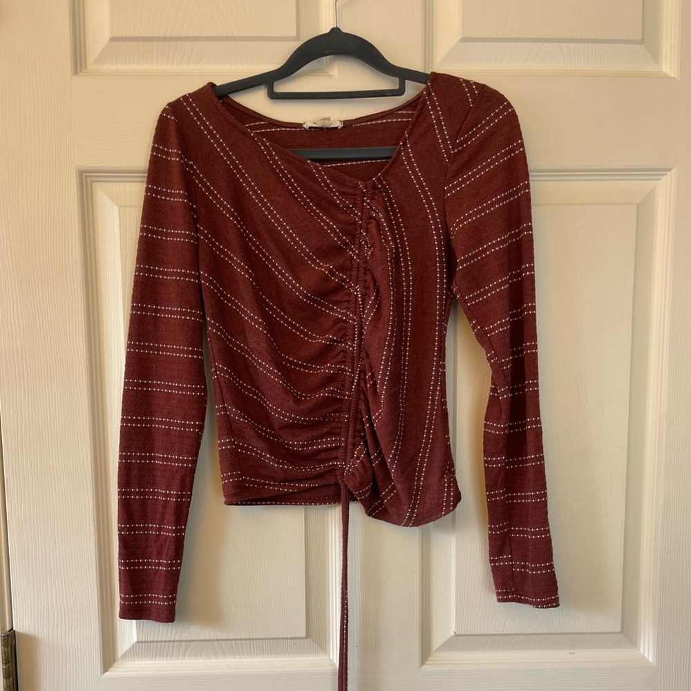 On A Whim Asymmetrical Cinch Tie Top